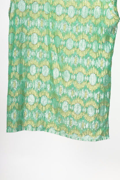 Lanvin SS14 Green Metallic Fil Coupe Geometric Silk-Crepe Tank