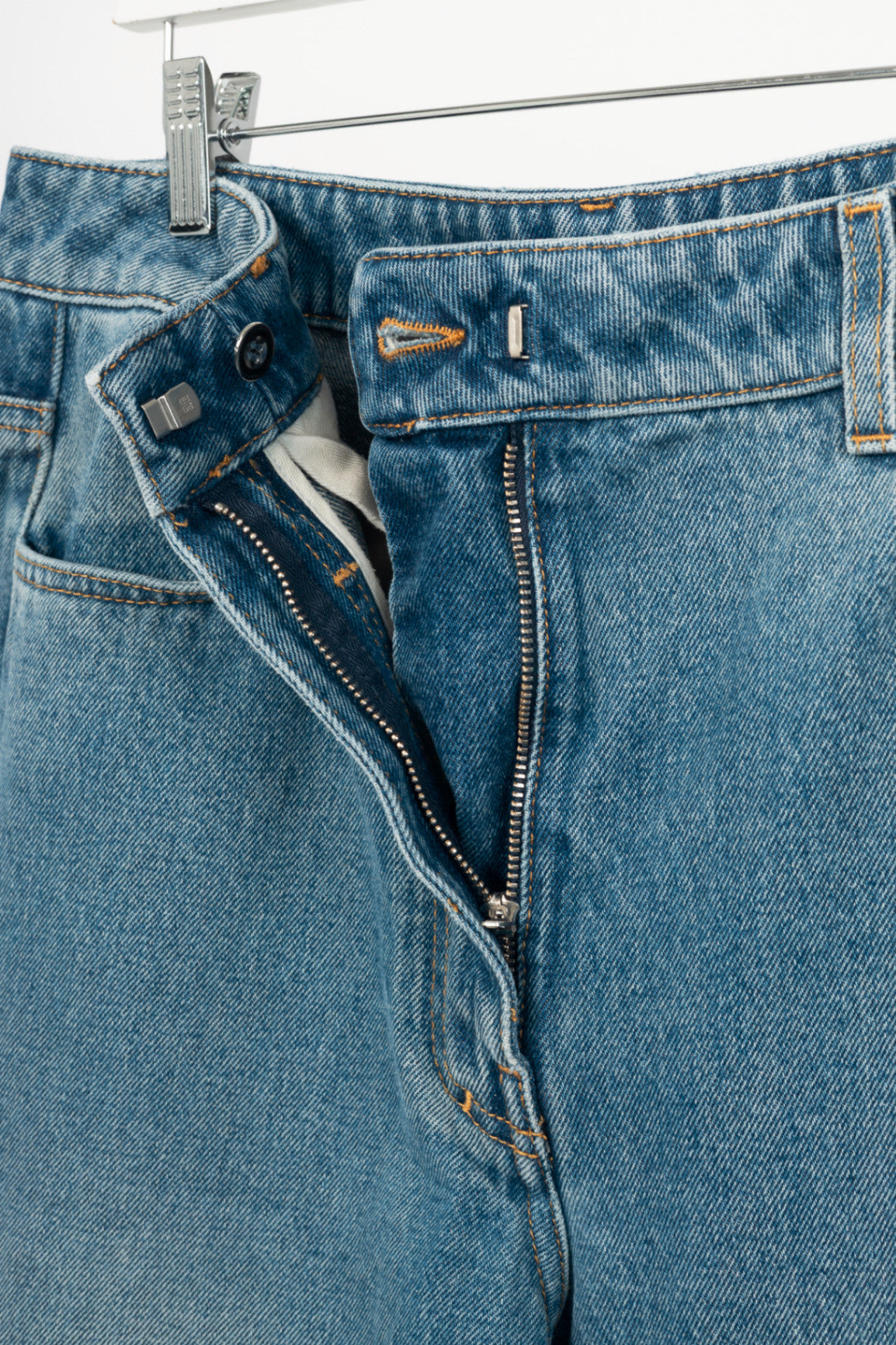 Givenchy Blue Oversized Stitched-Detail Jeans