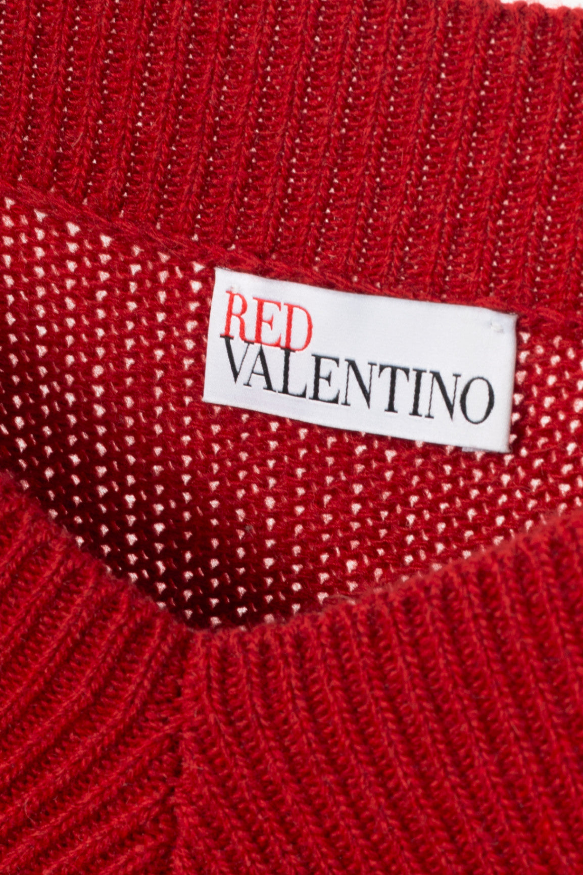 Red Valentino Red Wool-Knit Bow Off-Shoulder Sweater