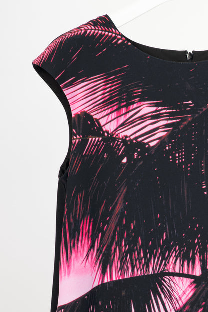 Boutique Moschino Black & Pink Palm-Tree-Print Crepe Shift Dress