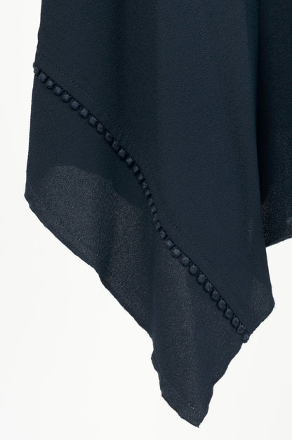 Derak Lam 10 Crosby Navy Silk-Crepe Handkerchief-Hem Ruffle Tank