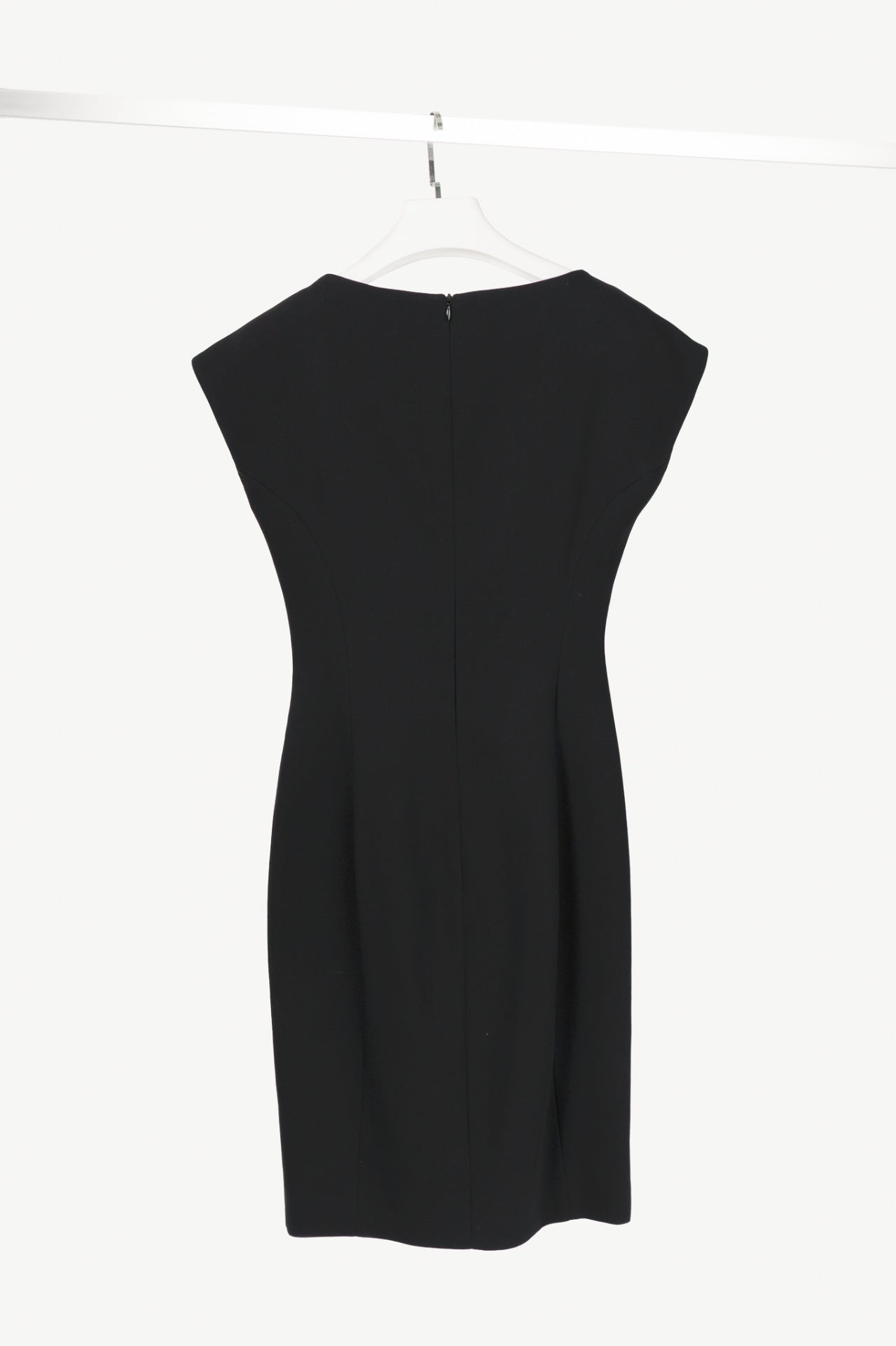 Boutique Moschino Black Wool-Crepe Crystal-Embellished Sheath Dress