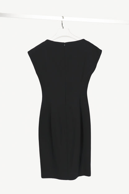 Boutique Moschino Black Wool-Crepe Crystal-Embellished Sheath Dress