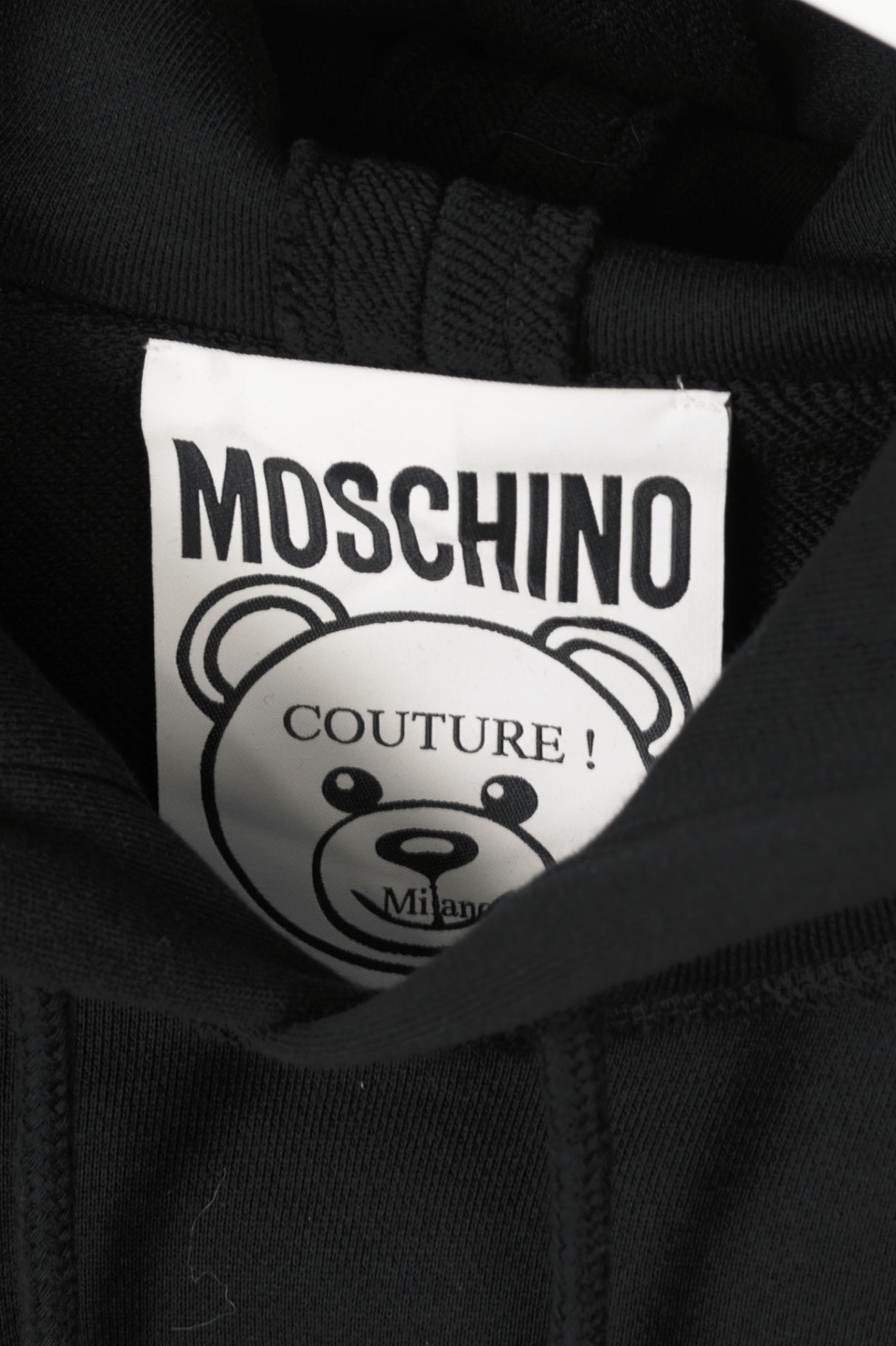 Moschino SS21 Black Oversized Teddy Bear Hoodie Dress