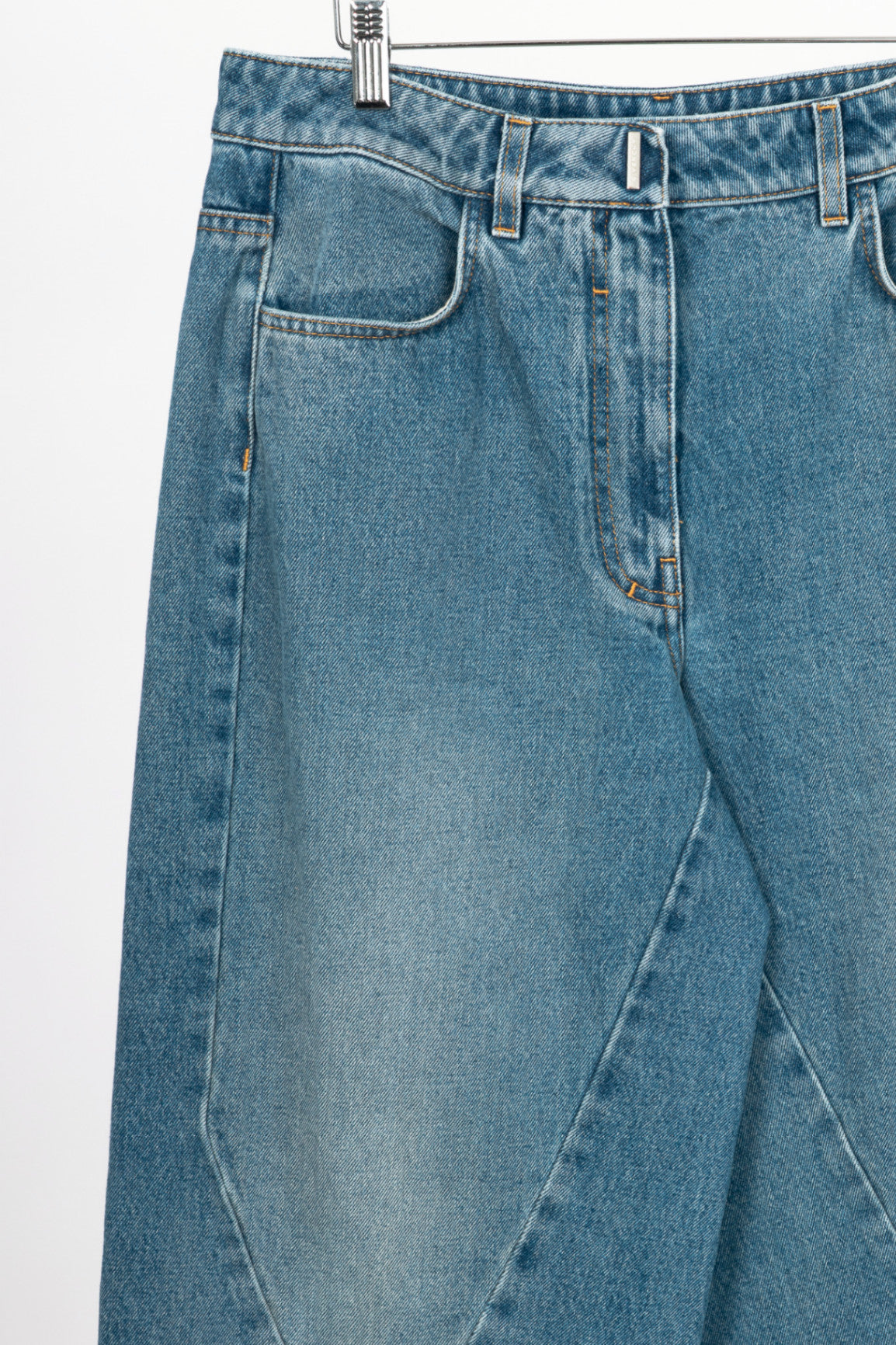 Givenchy Blue Oversized Stitched-Detail Jeans