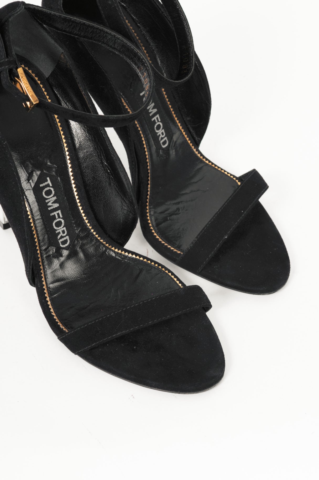 Tom Ford SS14 Runway Black Suede Mirror-Heel Sandals