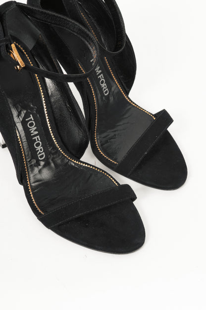 Tom Ford SS14 Runway Black Suede Mirror-Heel Sandals