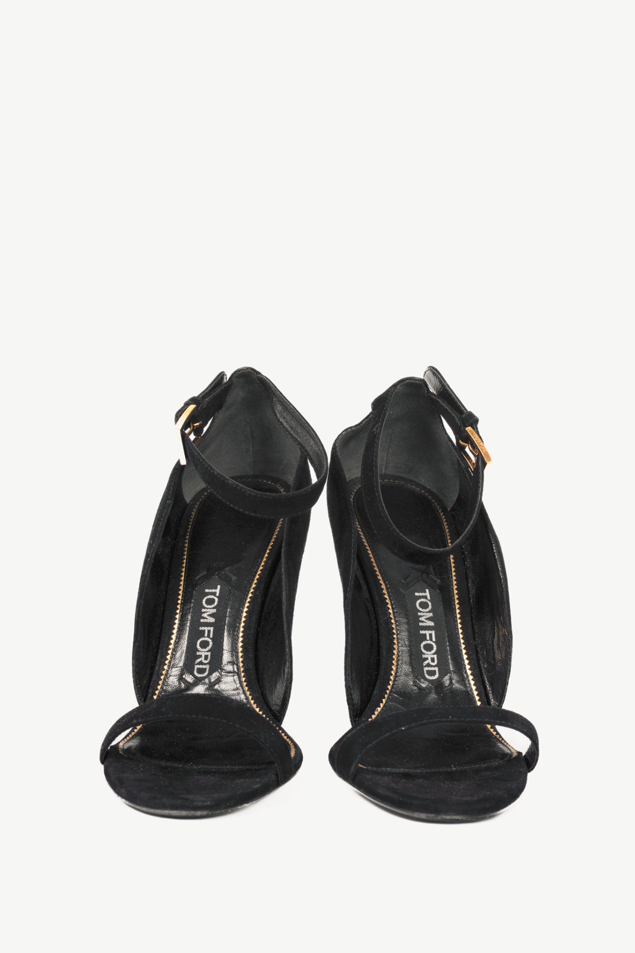 Tom Ford SS14 Runway Black Suede Mirror-Heel Sandals