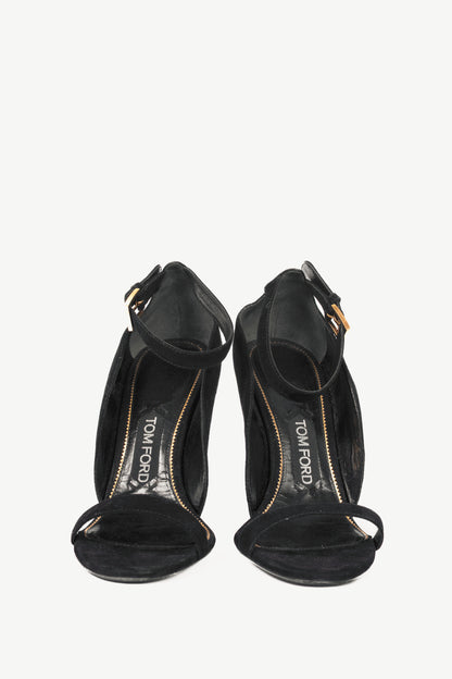 Tom Ford SS14 Runway Black Suede Mirror-Heel Sandals
