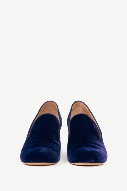 Gianvito Rossi Marcel Purple Velvet Loafer Pumps
