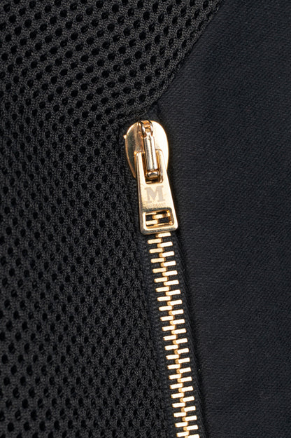 M by Missoni Black Cotton-Twill Mesh & Leather-Trim Moto Jacket