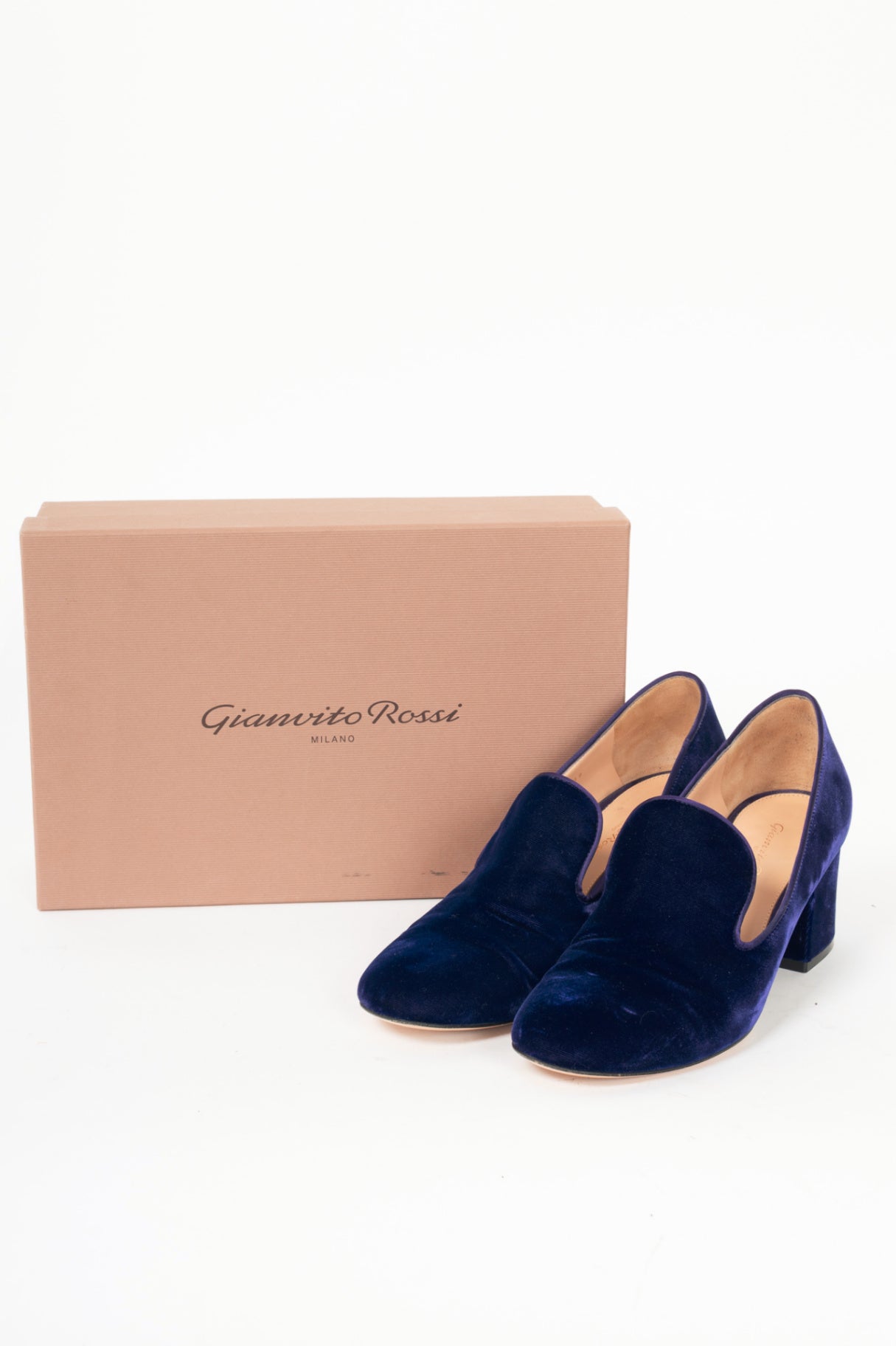 Gianvito Rossi Marcel Purple Velvet Loafer Pumps