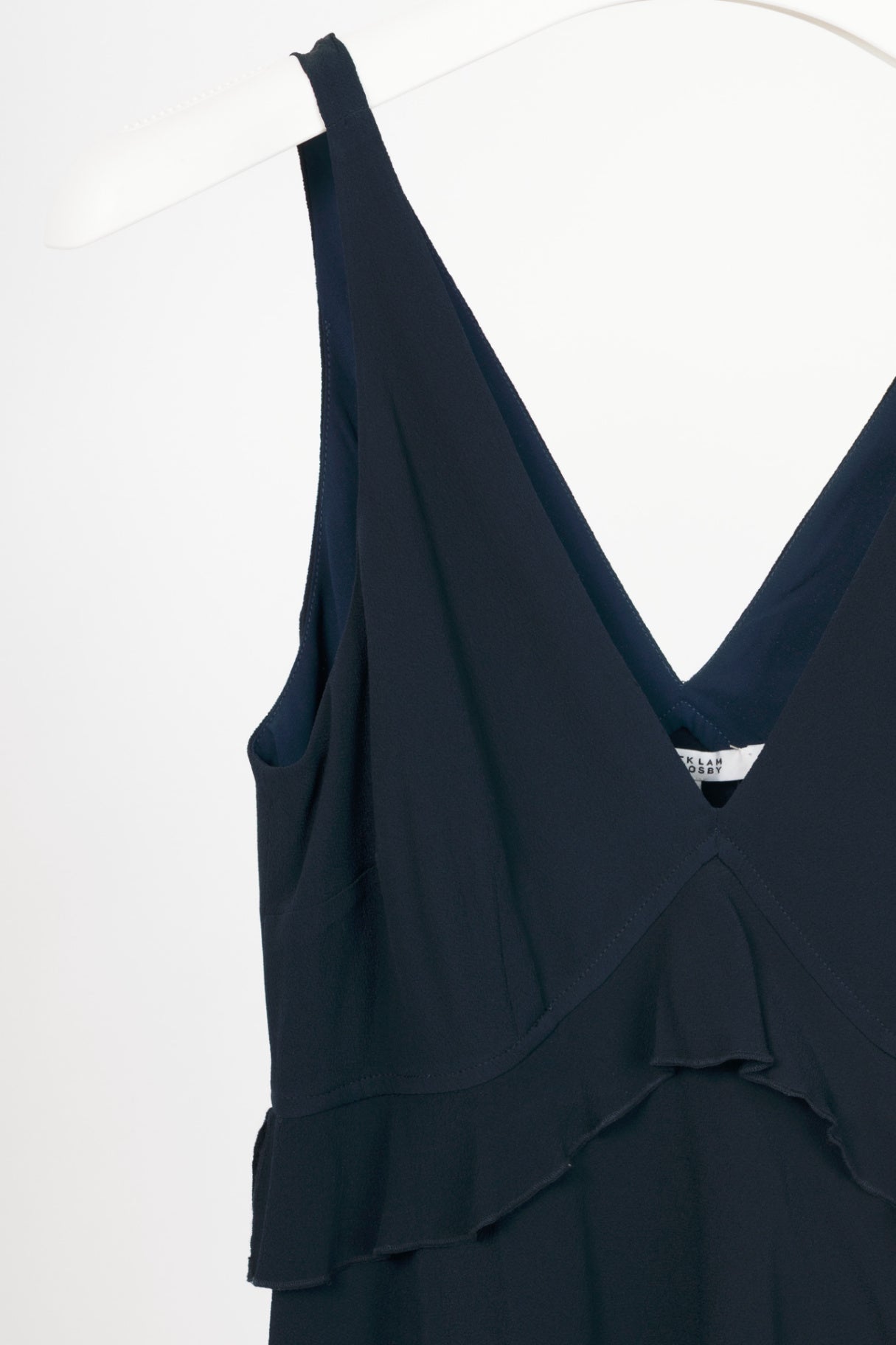 Derak Lam 10 Crosby Navy Silk-Crepe Handkerchief-Hem Ruffle Tank