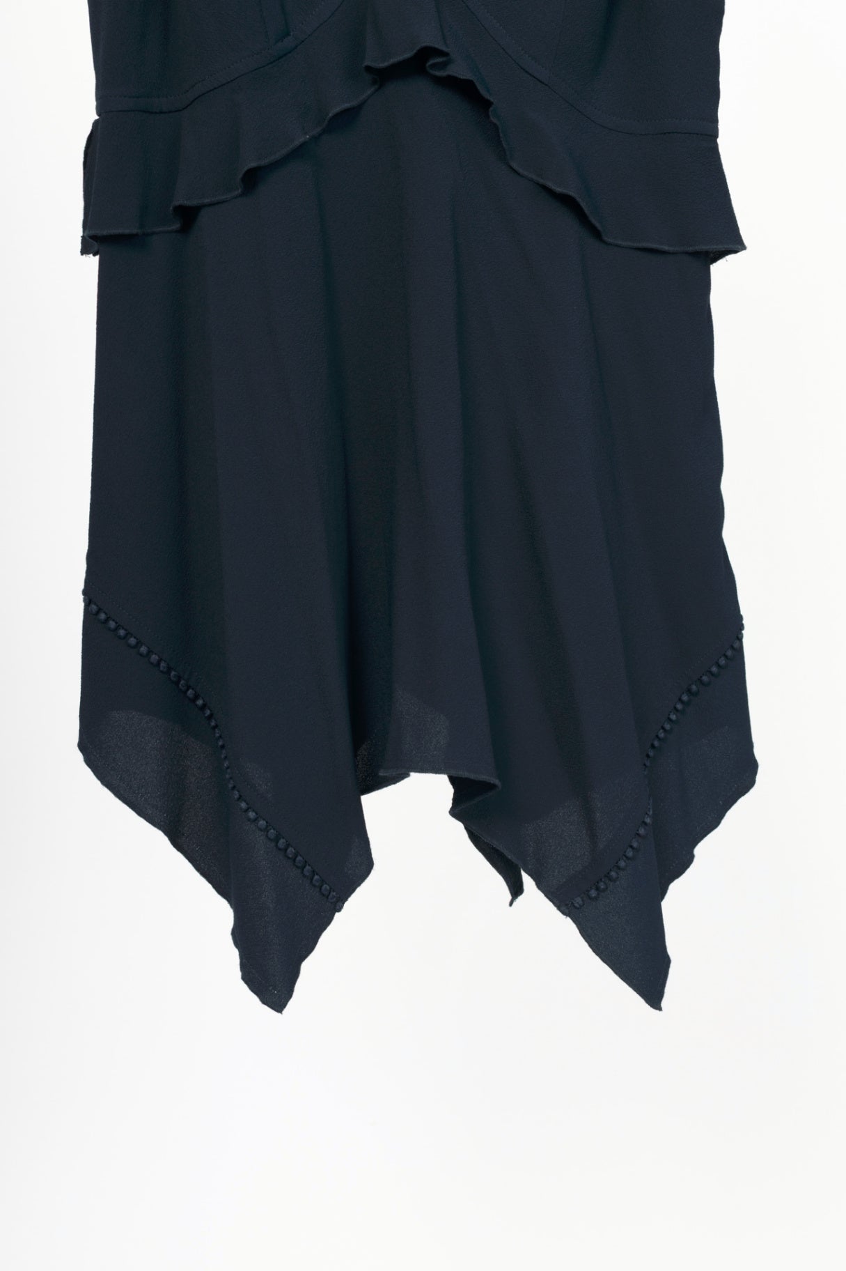 Derak Lam 10 Crosby Navy Silk-Crepe Handkerchief-Hem Ruffle Tank