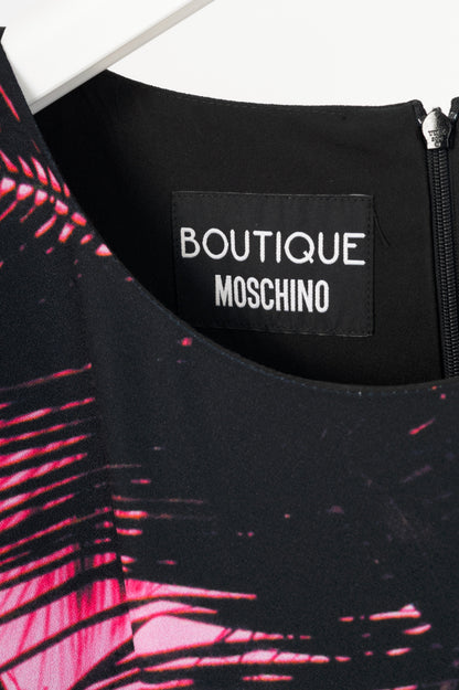 Boutique Moschino Black & Pink Palm-Tree-Print Crepe Shift Dress