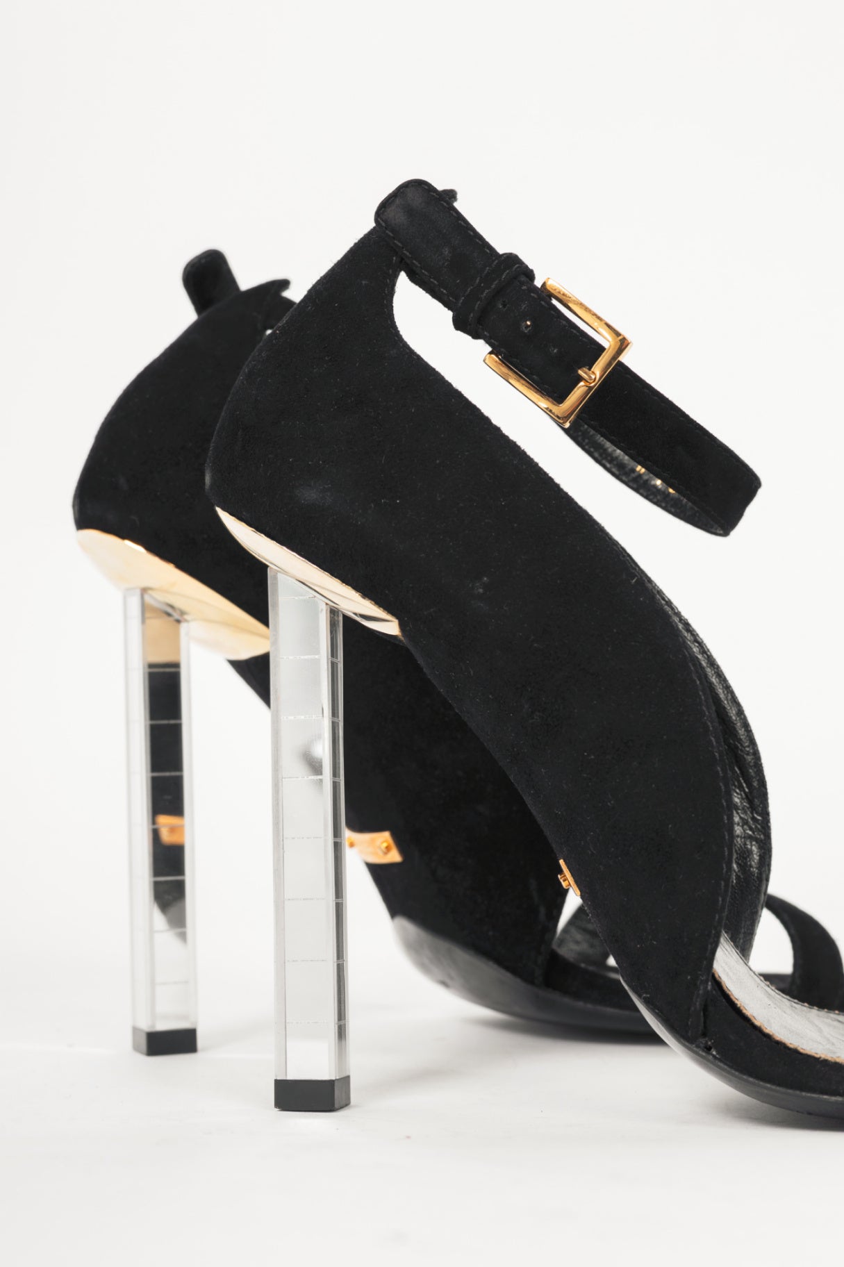 Tom Ford SS14 Runway Black Suede Mirror-Heel Sandals