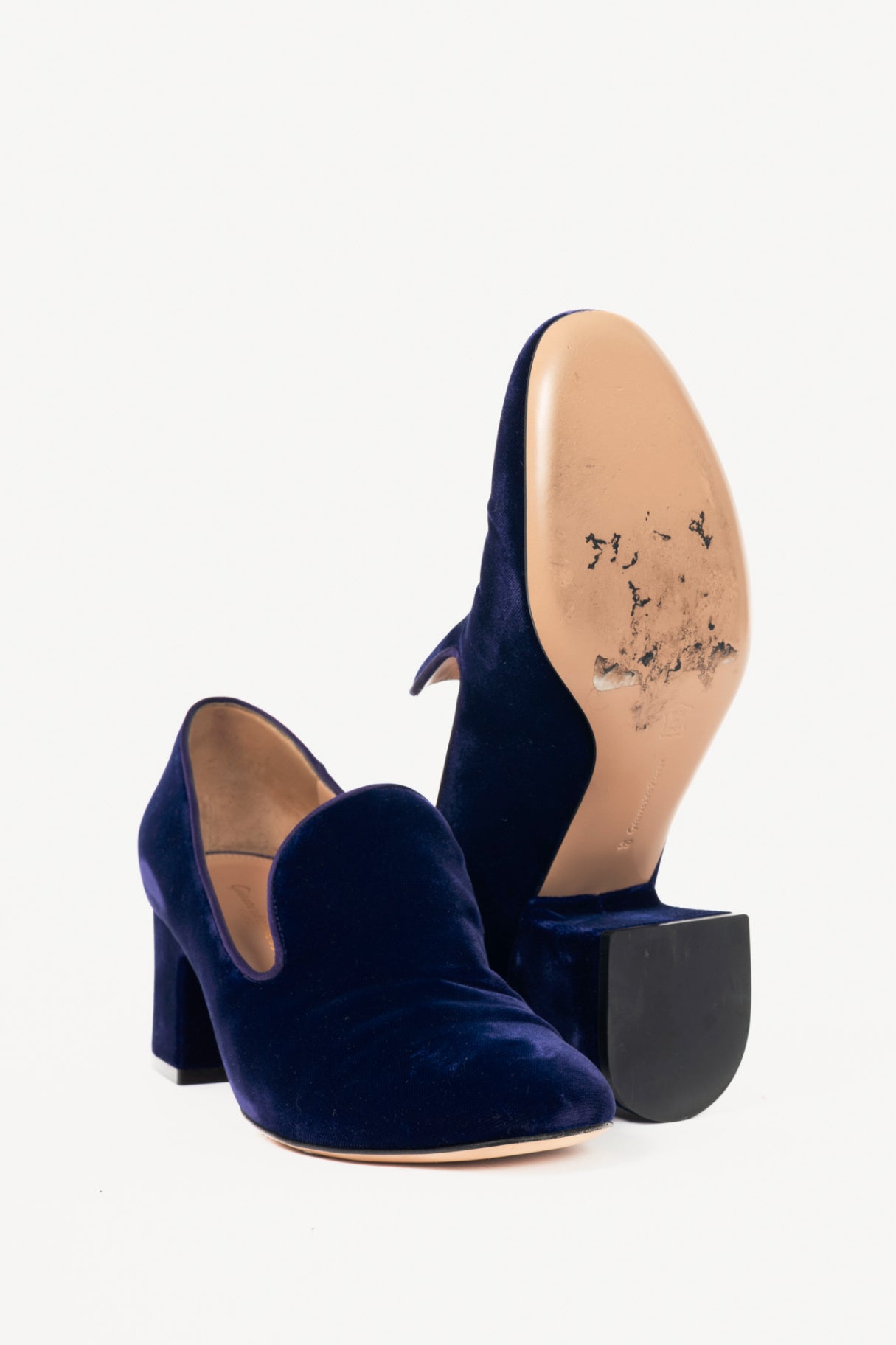 Gianvito Rossi Marcel Purple Velvet Loafer Pumps
