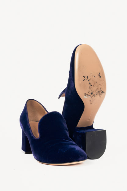 Gianvito Rossi Marcel Purple Velvet Loafer Pumps