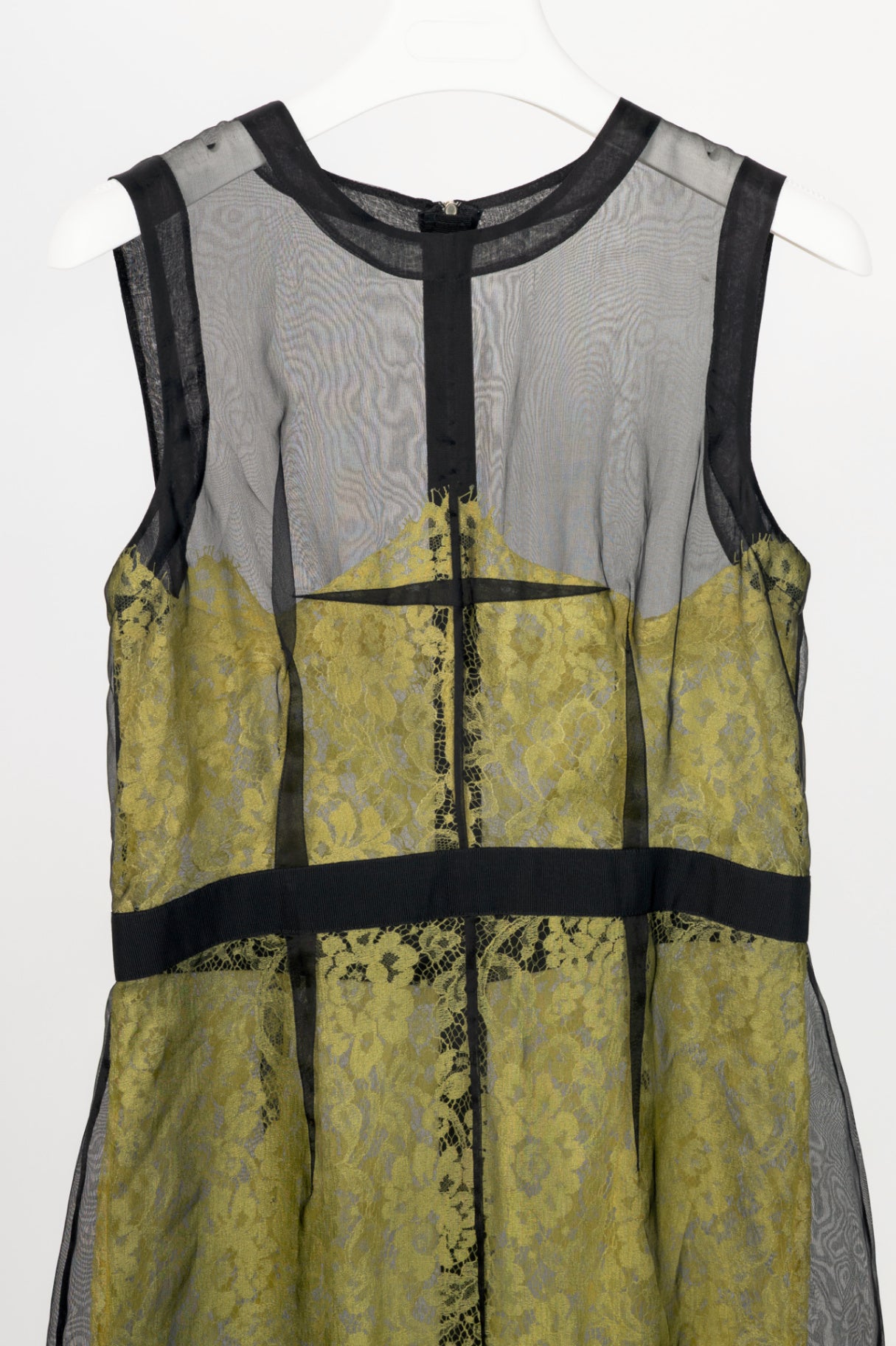 D&G Dolce & Gabbana Yellow Organza & Lace Silk Sheath Dress
