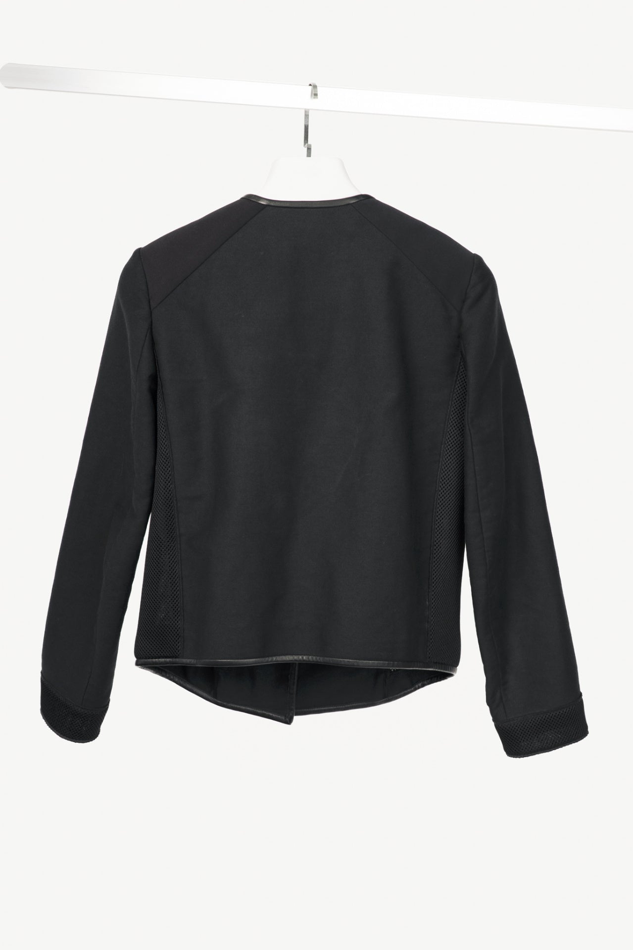 M by Missoni Black Cotton-Twill Mesh & Leather-Trim Moto Jacket