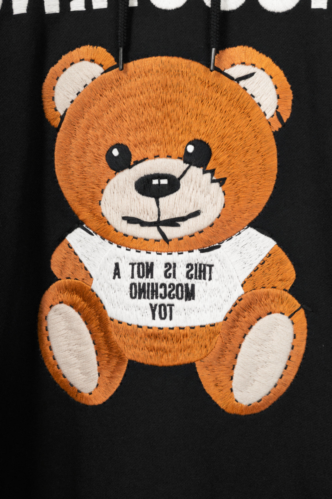 Moschino SS21 Black Oversized Teddy Bear Hoodie Dress