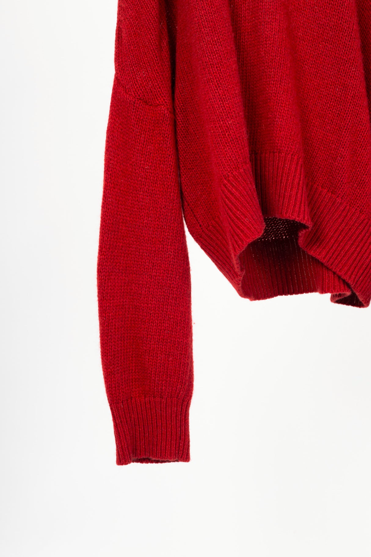 Red Valentino Red Wool-Knit Bow Off-Shoulder Sweater