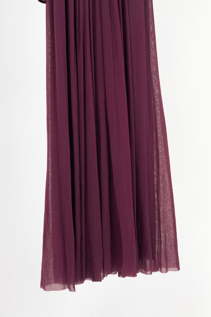 Jean Paul Gaultier Soleil Purple Mesh Scarf-Collar Maxi Dress