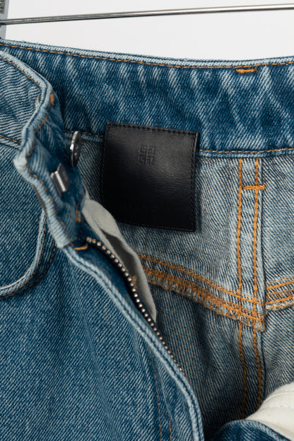 Givenchy Blue Oversized Stitched-Detail Jeans