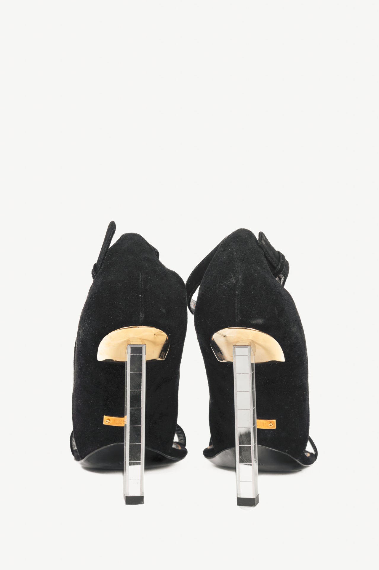 Tom Ford SS14 Runway Black Suede Mirror-Heel Sandals