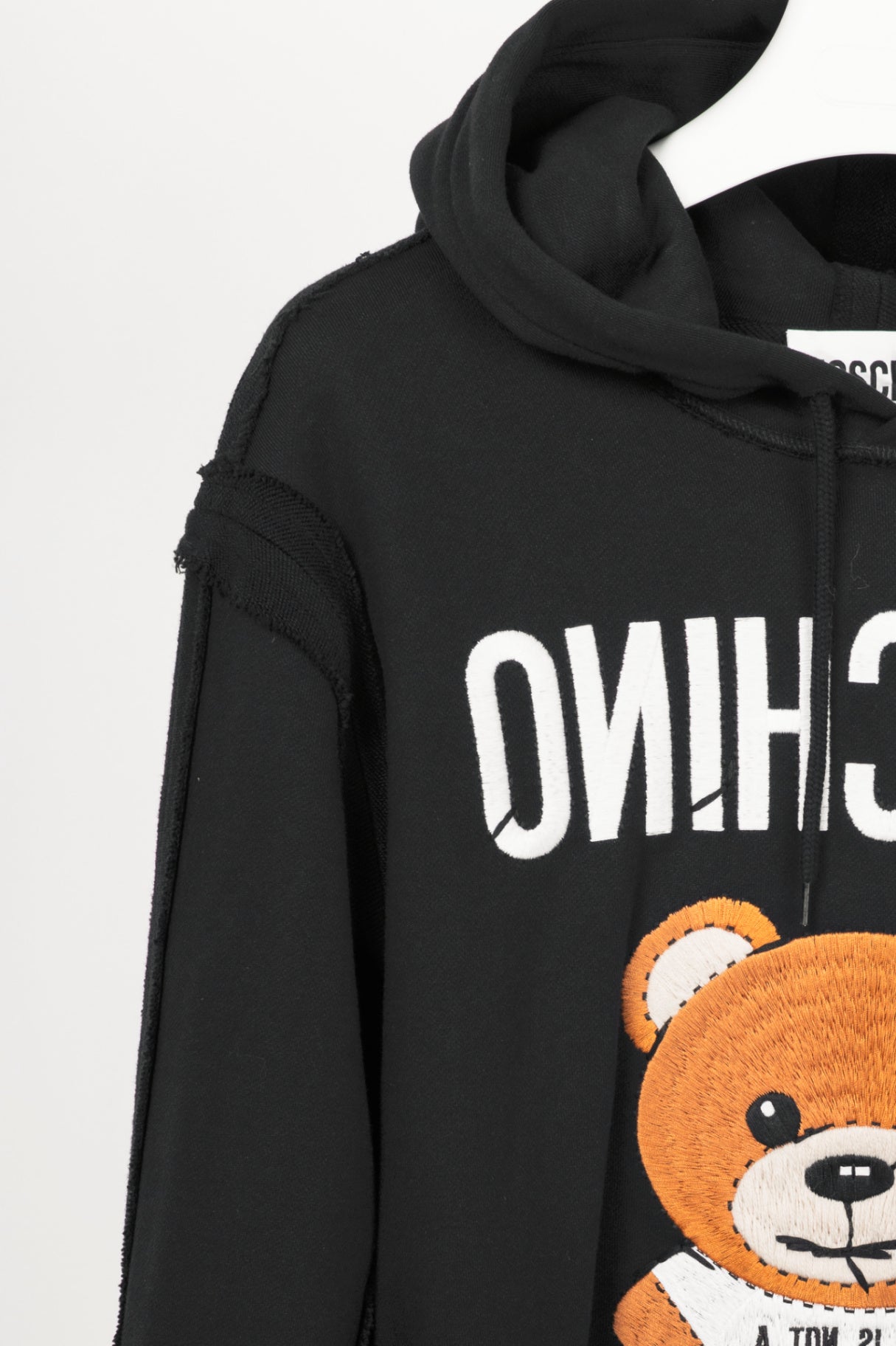 Moschino SS21 Black Oversized Teddy Bear Hoodie Dress