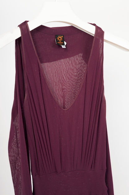 Jean Paul Gaultier Soleil Purple Mesh Scarf-Collar Maxi Dress