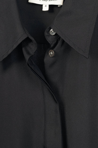 3.1 Phillip Lim Black Silk-Satin Patchwork Shirt Dress