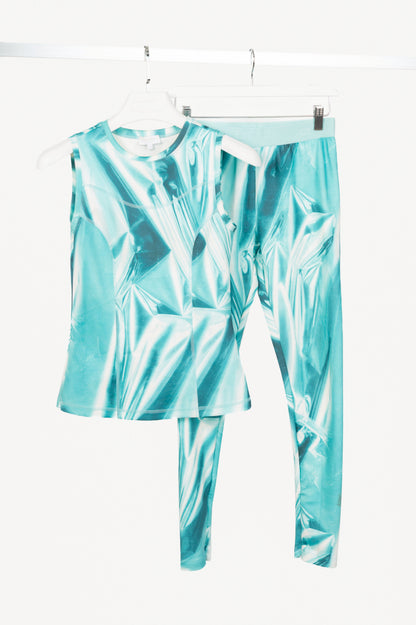 Escada Sport Eprint & Eprinta "Fantasy" Teal Abstract-Print Activewear Set