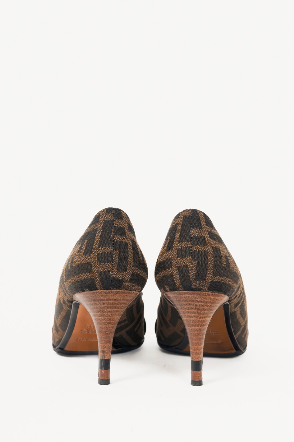 Fendi Tabacco & Nero Zucca Jacquard Bow Pumps