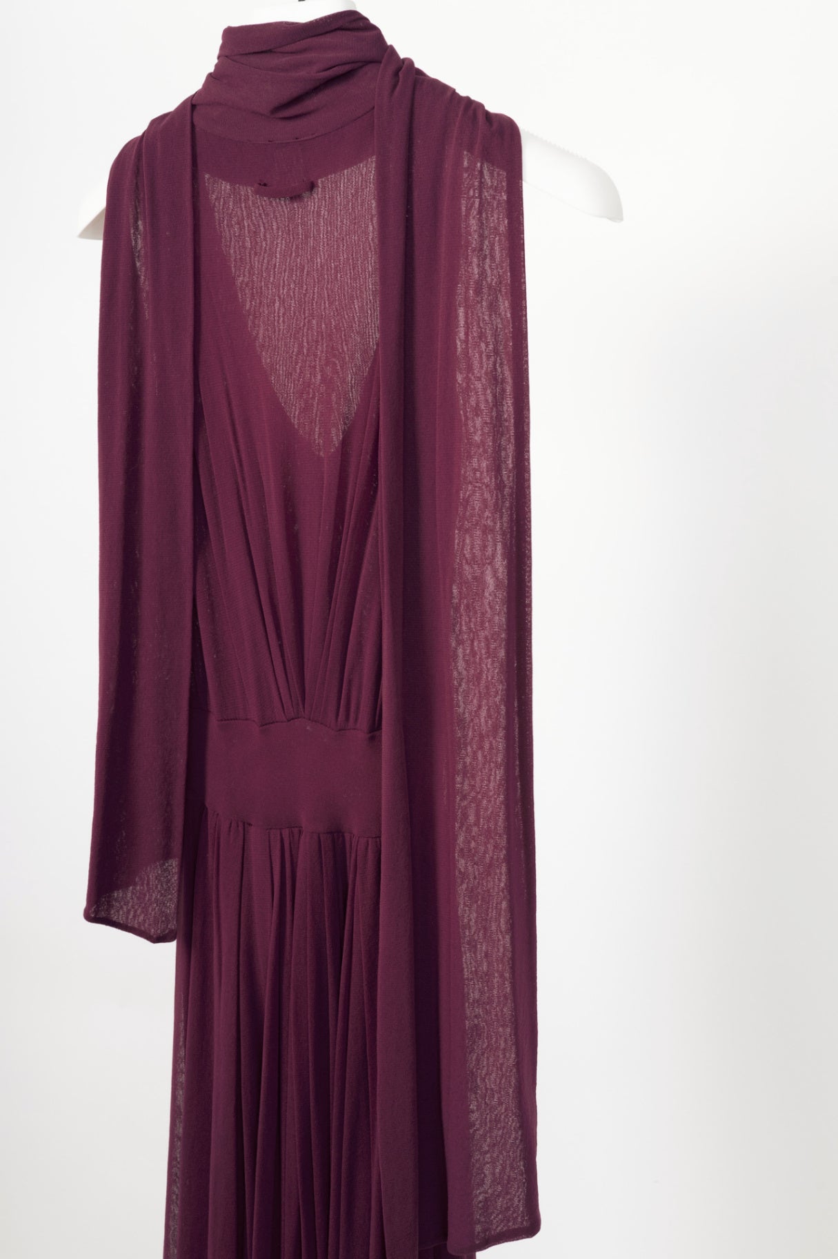 Jean Paul Gaultier Soleil Purple Mesh Scarf-Collar Maxi Dress