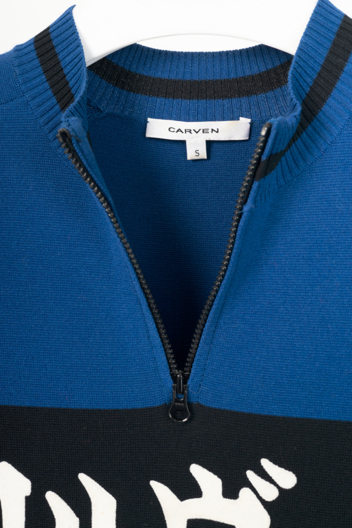 Carven SS15 Blue Cotton-Knit Flocked-Logo Mini Dress