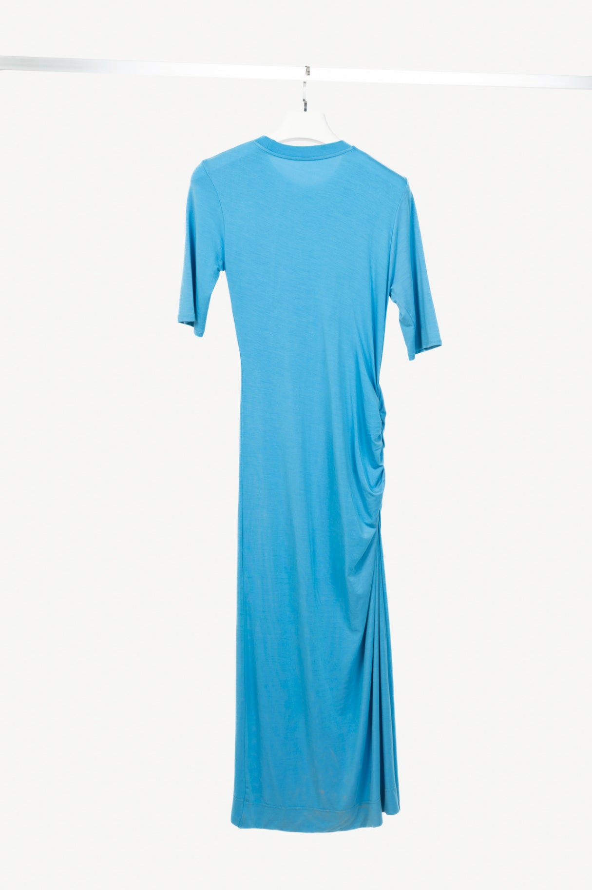 Ganni Azure Blue Software Jersey Tee Side-Slit Dress