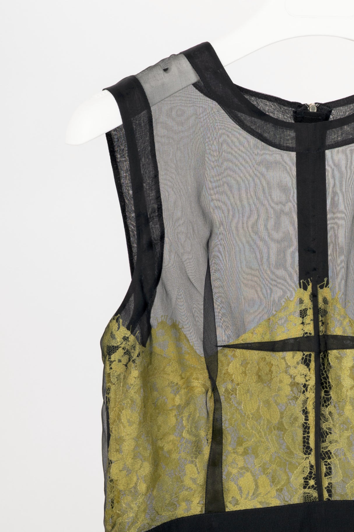 D&G Dolce & Gabbana Yellow Organza & Lace Silk Sheath Dress