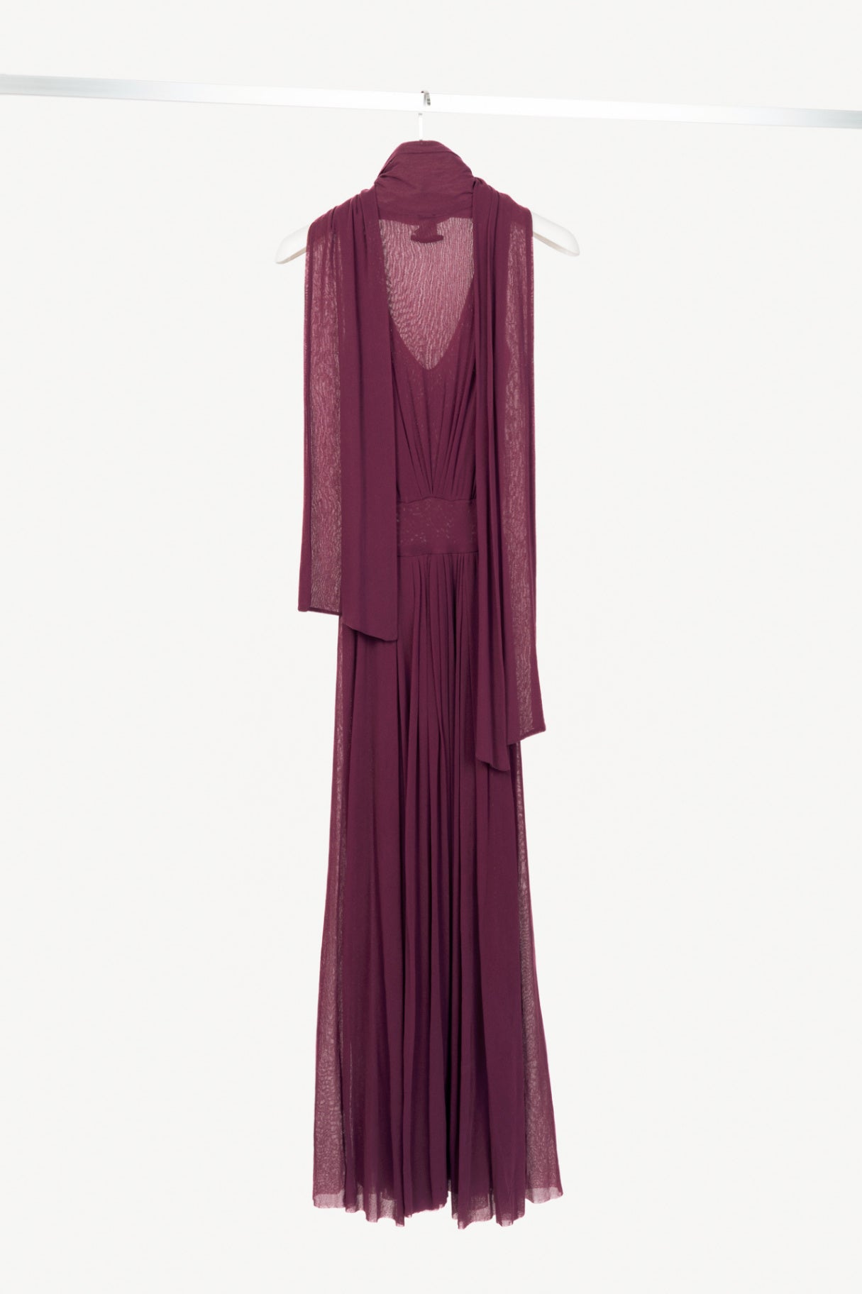 Jean Paul Gaultier Soleil Purple Mesh Scarf-Collar Maxi Dress