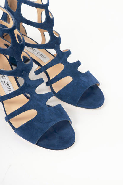 Jimmy Choo Ren 35 Pacific Suede Cage Sandals