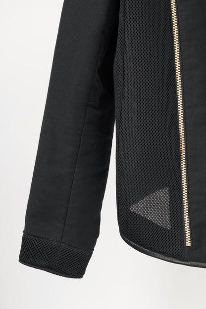 M by Missoni Black Cotton-Twill Mesh & Leather-Trim Moto Jacket