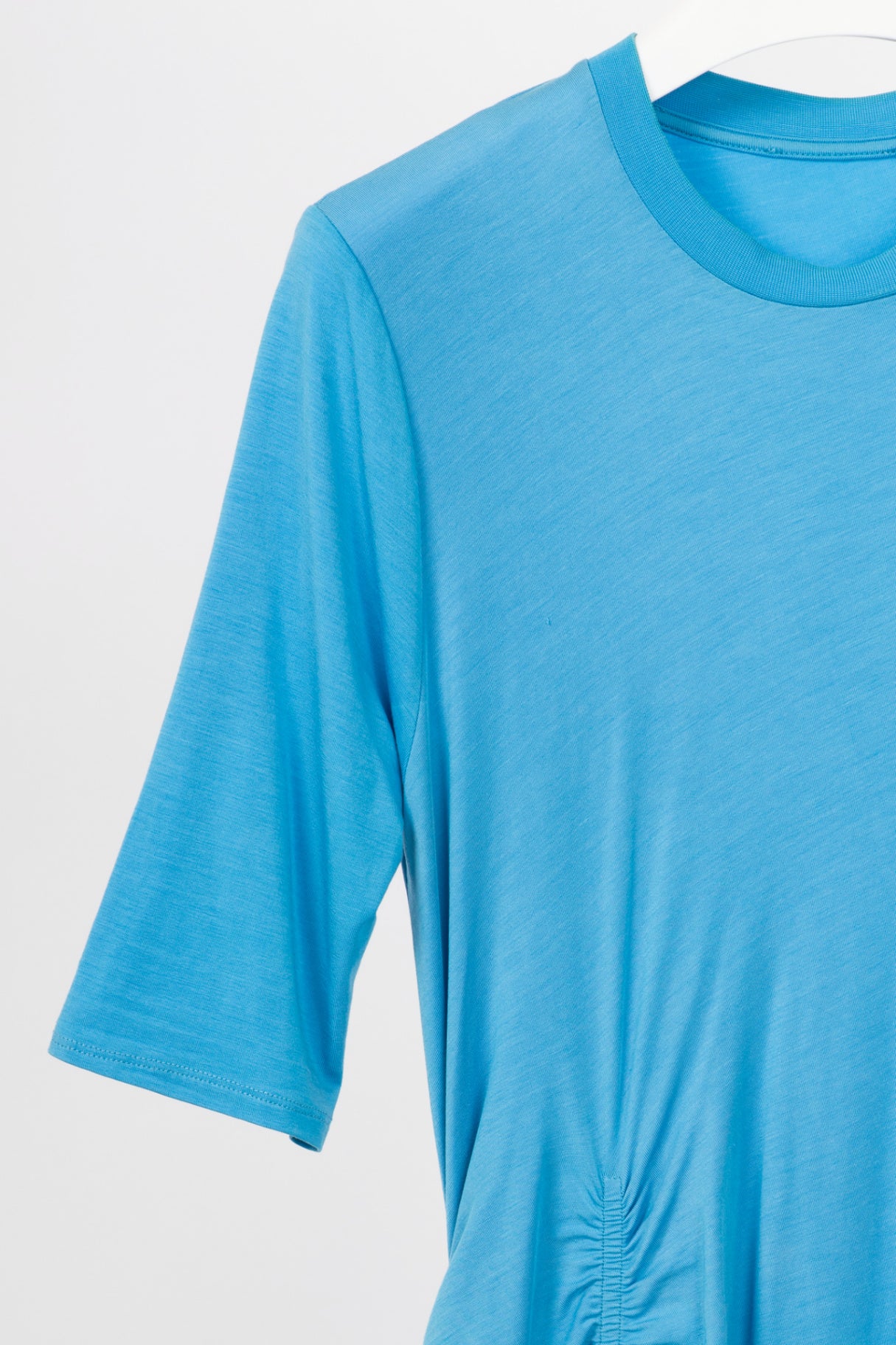 Ganni Azure Blue Software Jersey Tee Side-Slit Dress
