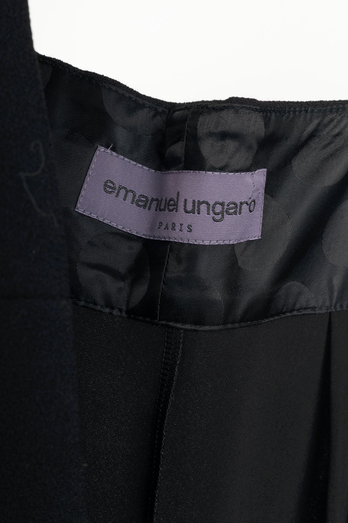 Emanuel Ungaro Black Wool Crepe Criss-Cross-Bodice Gown