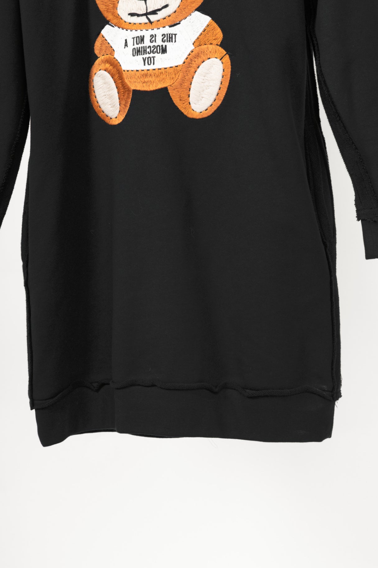 Moschino SS21 Black Oversized Teddy Bear Hoodie Dress