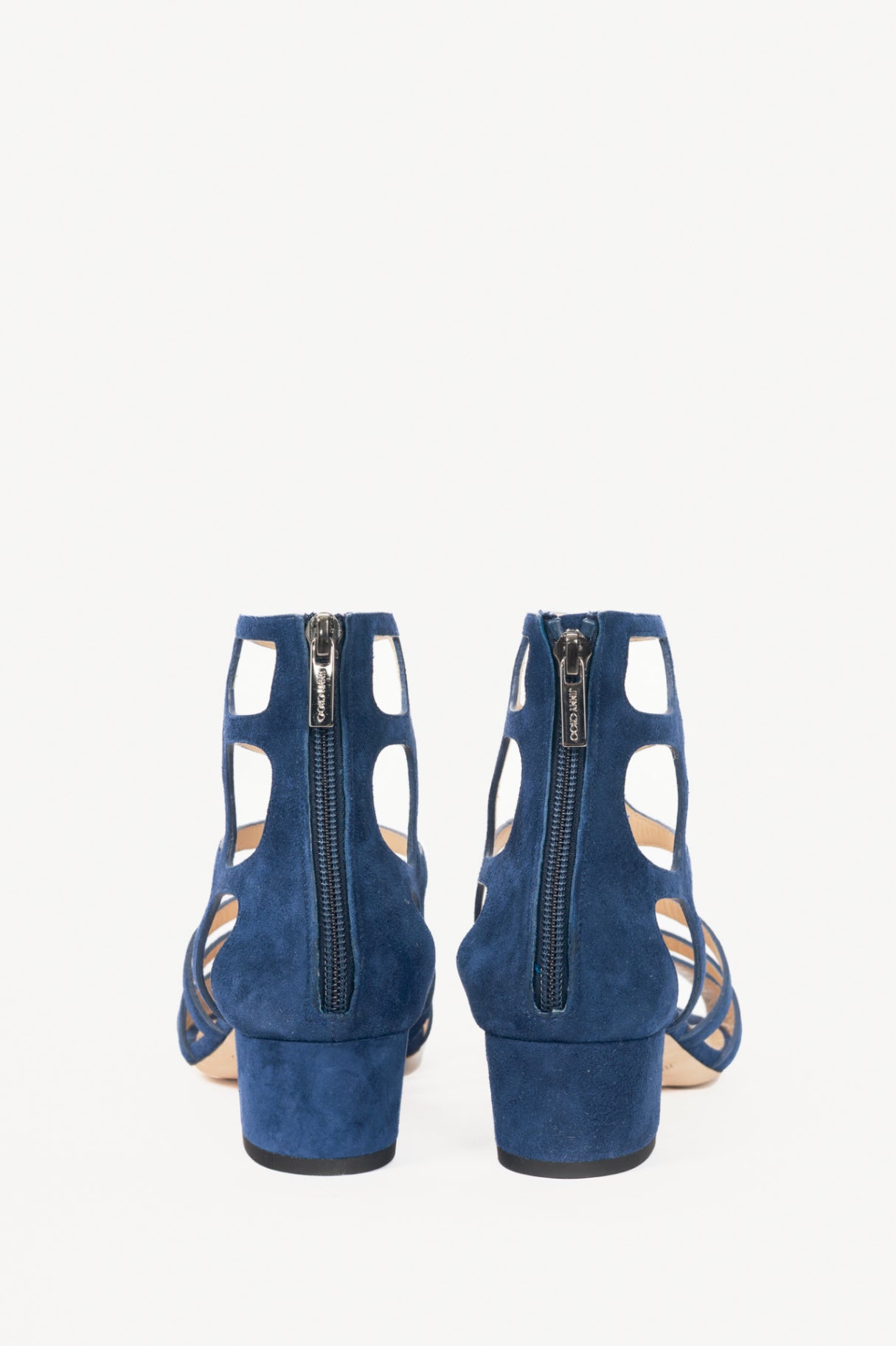 Jimmy Choo Ren 35 Pacific Suede Cage Sandals