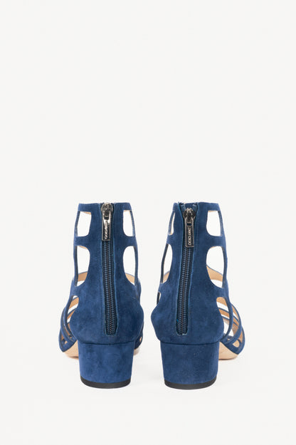 Jimmy Choo Ren 35 Pacific Suede Cage Sandals