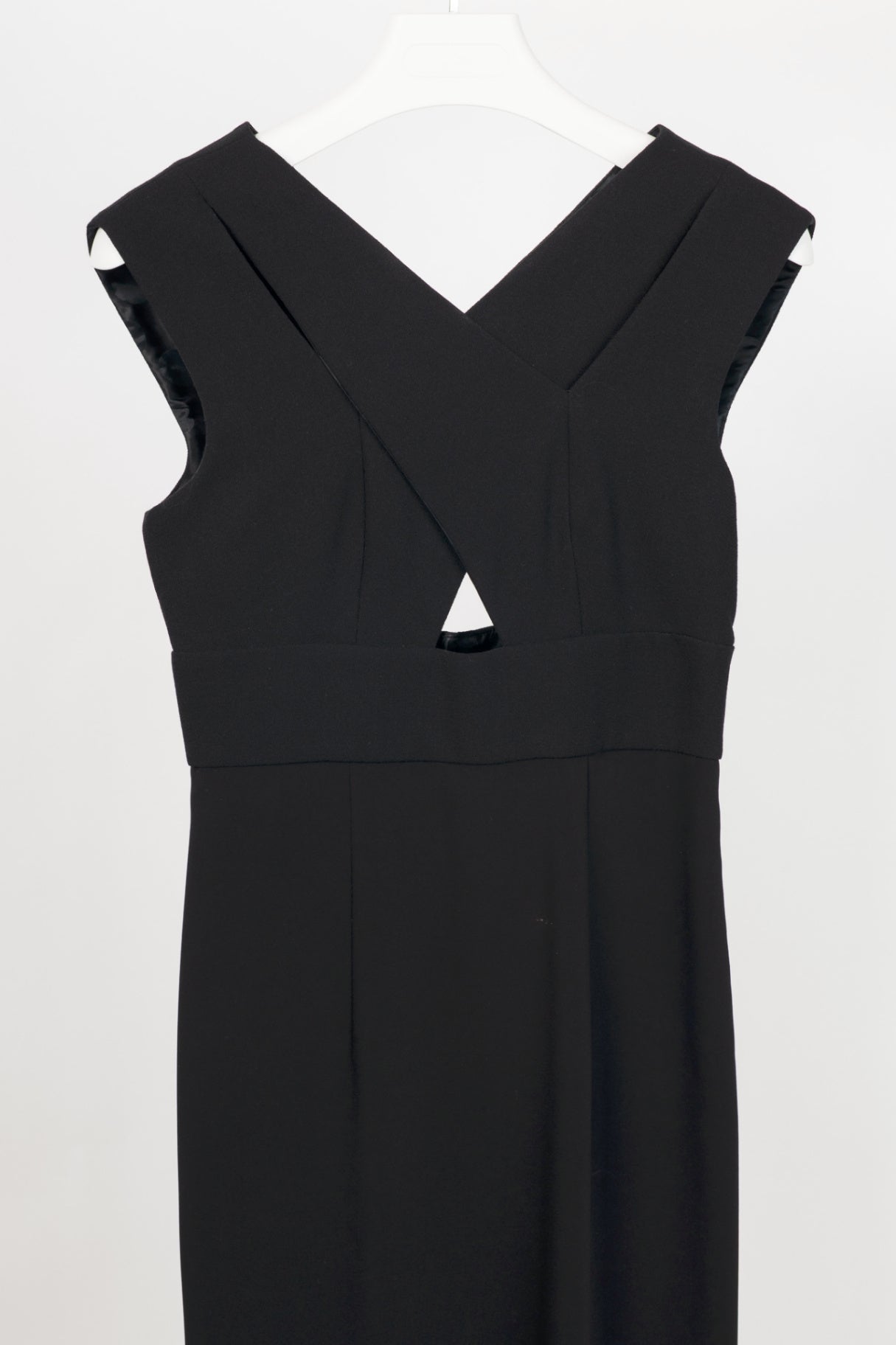 Emanuel Ungaro Black Wool Crepe Criss-Cross-Bodice Gown