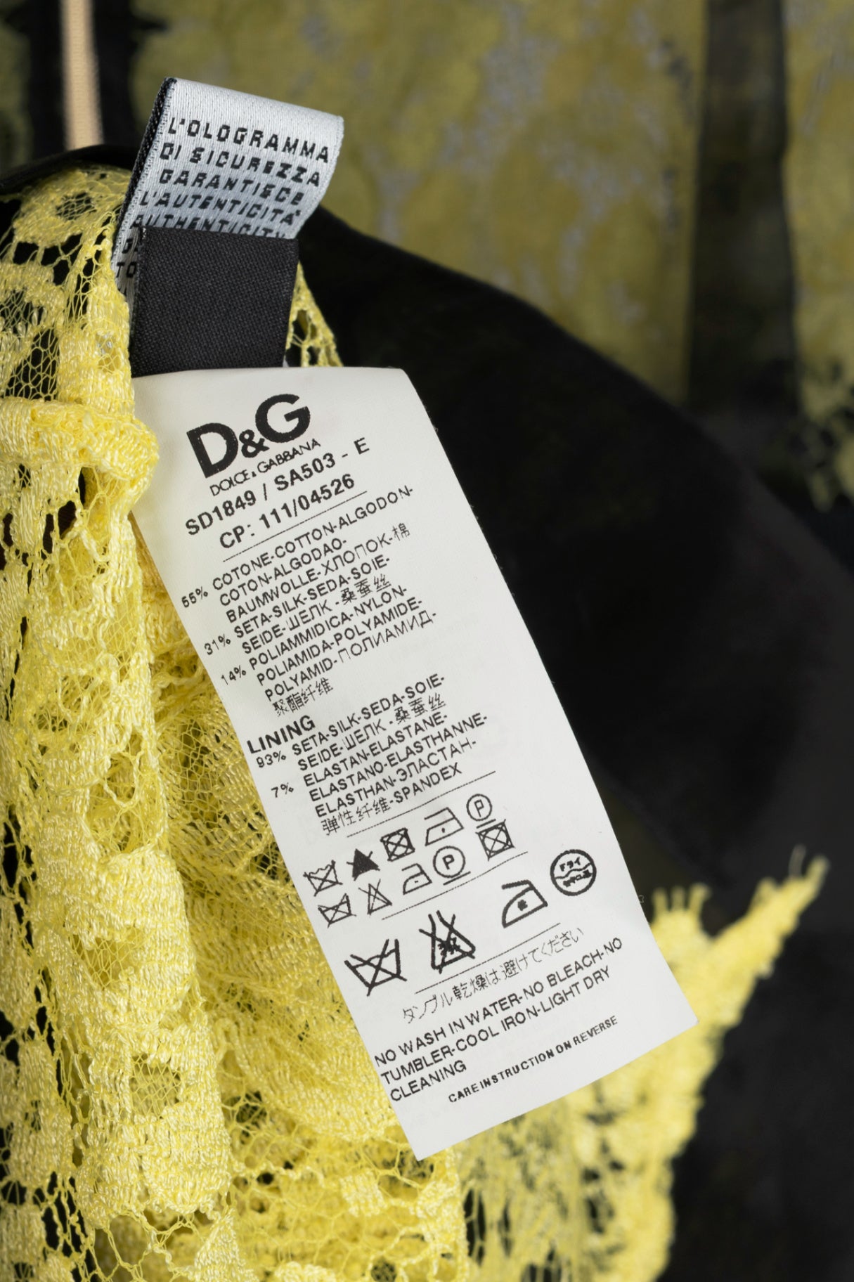 D&G Dolce & Gabbana Yellow Organza & Lace Silk Sheath Dress