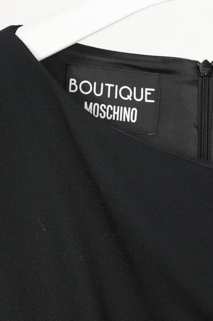 Boutique Moschino Black Wool-Crepe Crystal-Embellished Sheath Dress