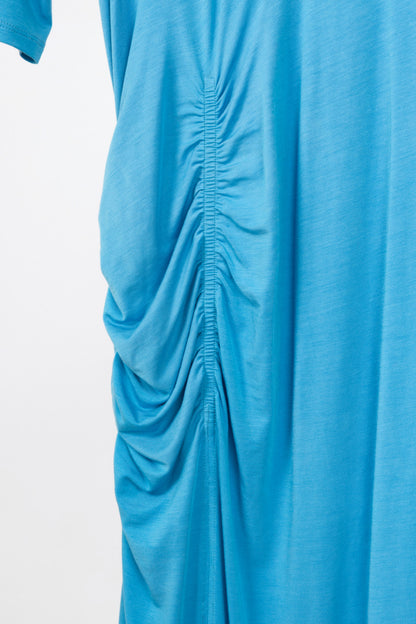 Ganni Azure Blue Software Jersey Tee Side-Slit Dress